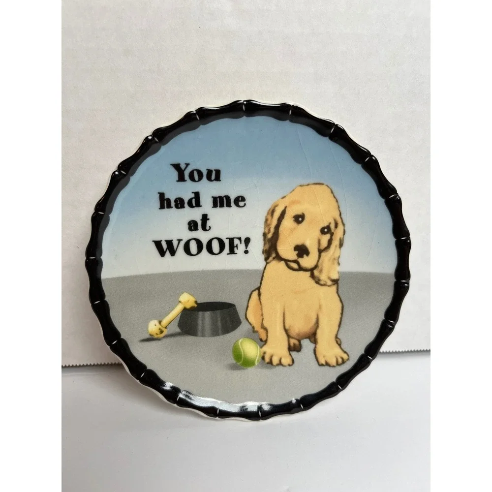 MWW Market Dog Lover Ceramic‎ Coaster Set of 4 Humorous Puppy Illustrations